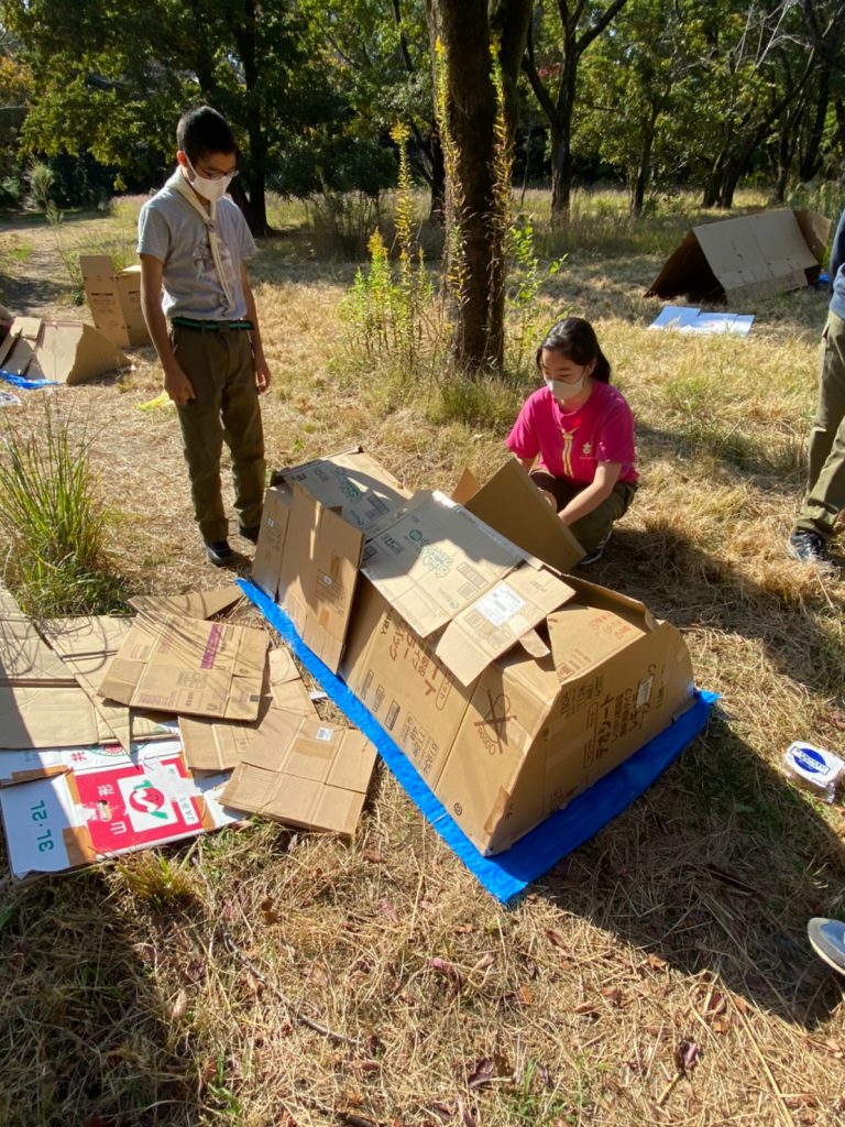 ダンボールテントキャンプ 練習 ボーイ隊 ボーイスカウト川崎第５４団